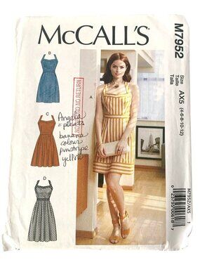 McCall's M7952 Sewing Pattern Misses Close Fitting Bodice Dresses Pleated Skirt